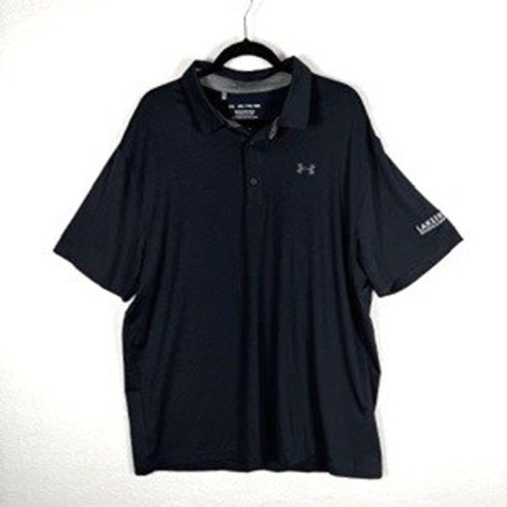 Under Armour Mens‎ XXL Navy Blue Heathered Playoff Polo HeatGear Golf Shirt NWT